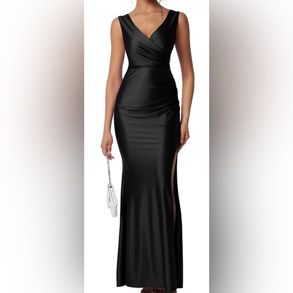 New no tags Memoriesea Women's Sleeveless V Neck High Split Cocktail Maxi Dress - Picture 1 of 7